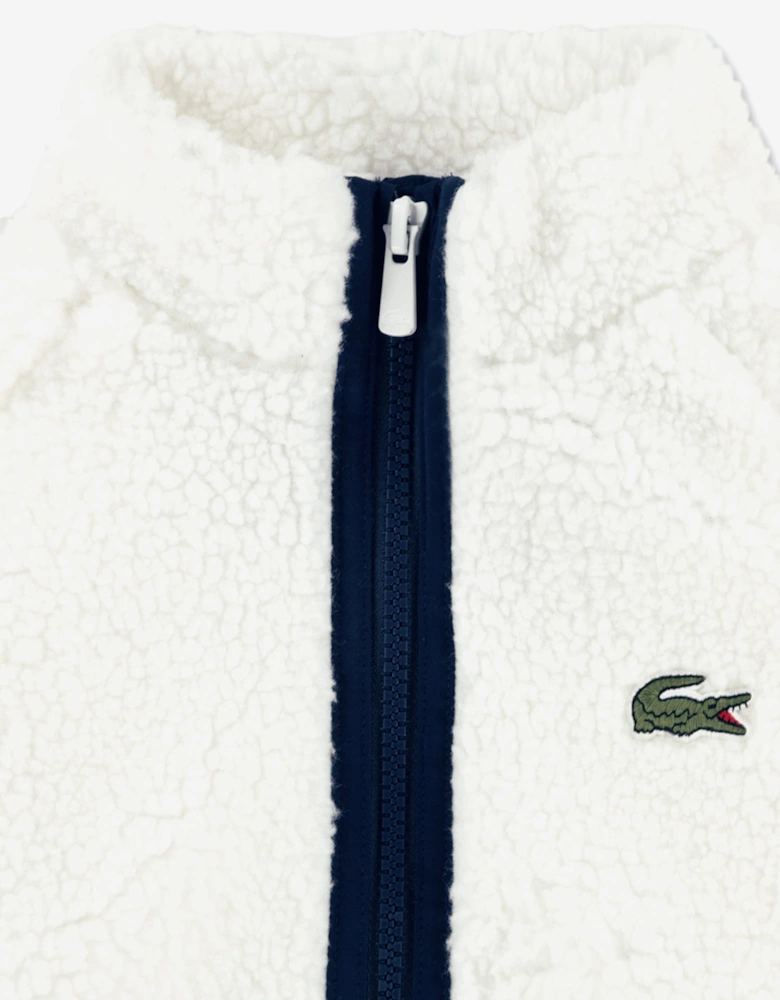 Lacoste Kids Sherpa Jacket in Ivory