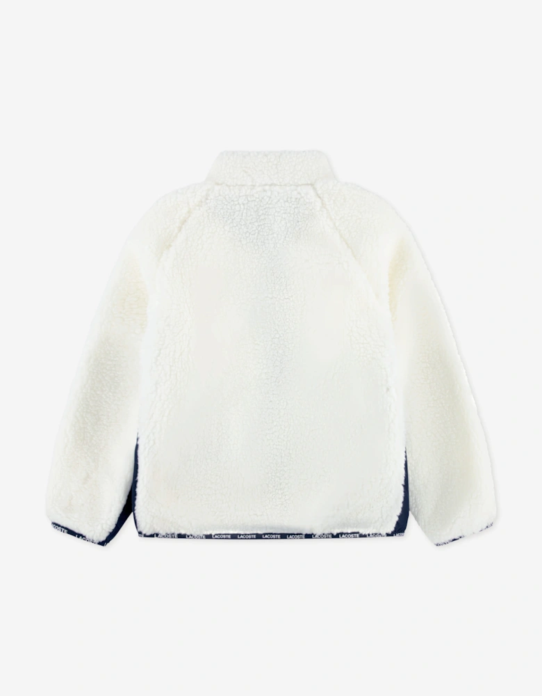 Lacoste Kids Sherpa Jacket in Ivory
