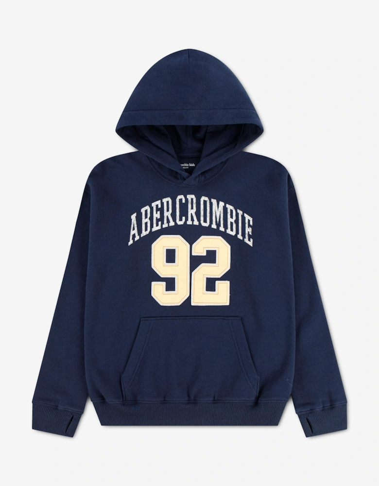 Abercrombie & Fitch Boys Logo Fleece Hoodie in Navy