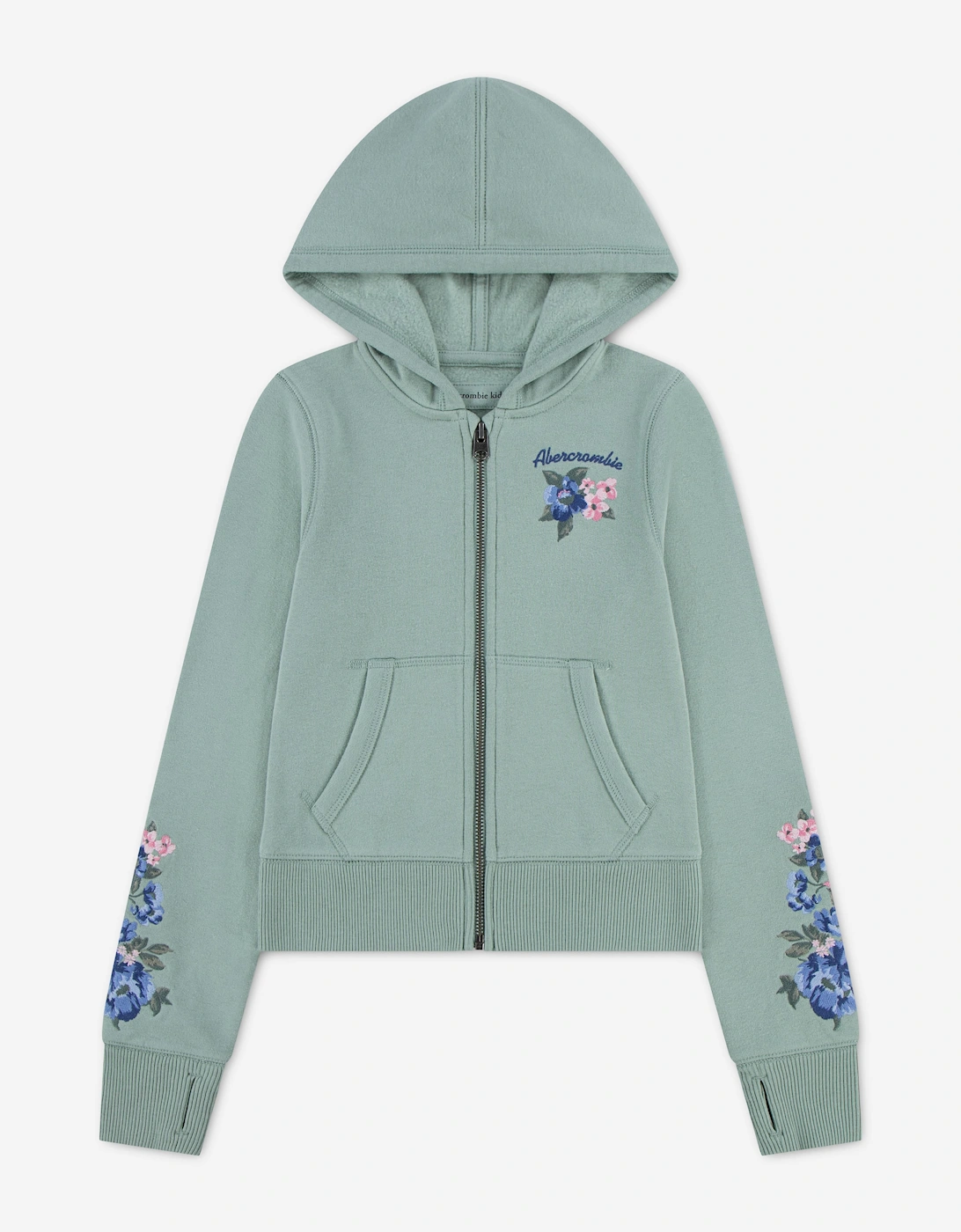 Abercrombie & Fitch Girl's Abercrombie & Fitch Girls Floral Zip Up Top in Green