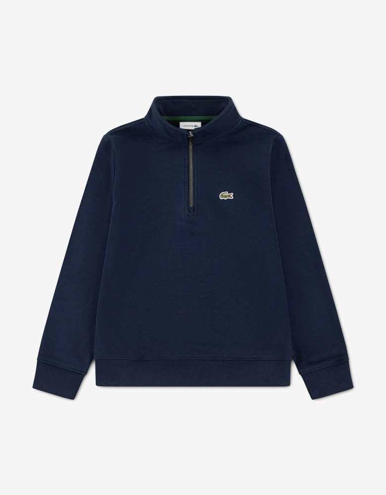 Lacoste Boys Core Fleece 1/2 Zip Sweatshirt in Navy