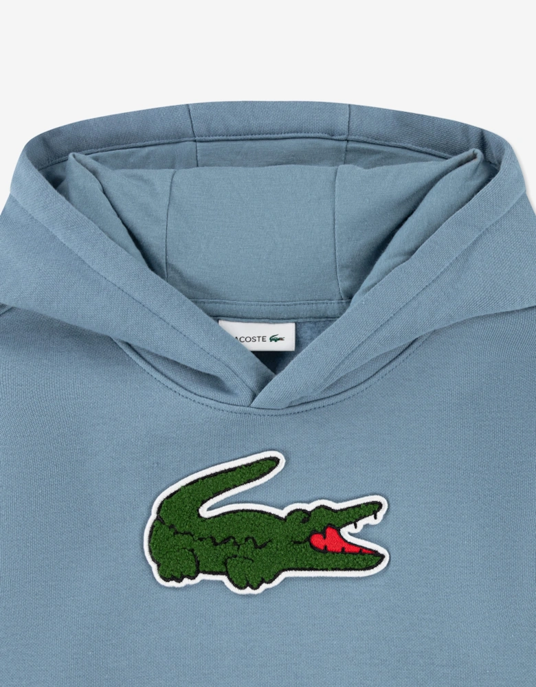 Lacoste Boys Chenille Patch Hoodie in Blue