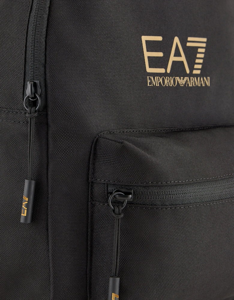 EA7 Emporio Armani Kids Gold Logo Backpack in Black (33cm)