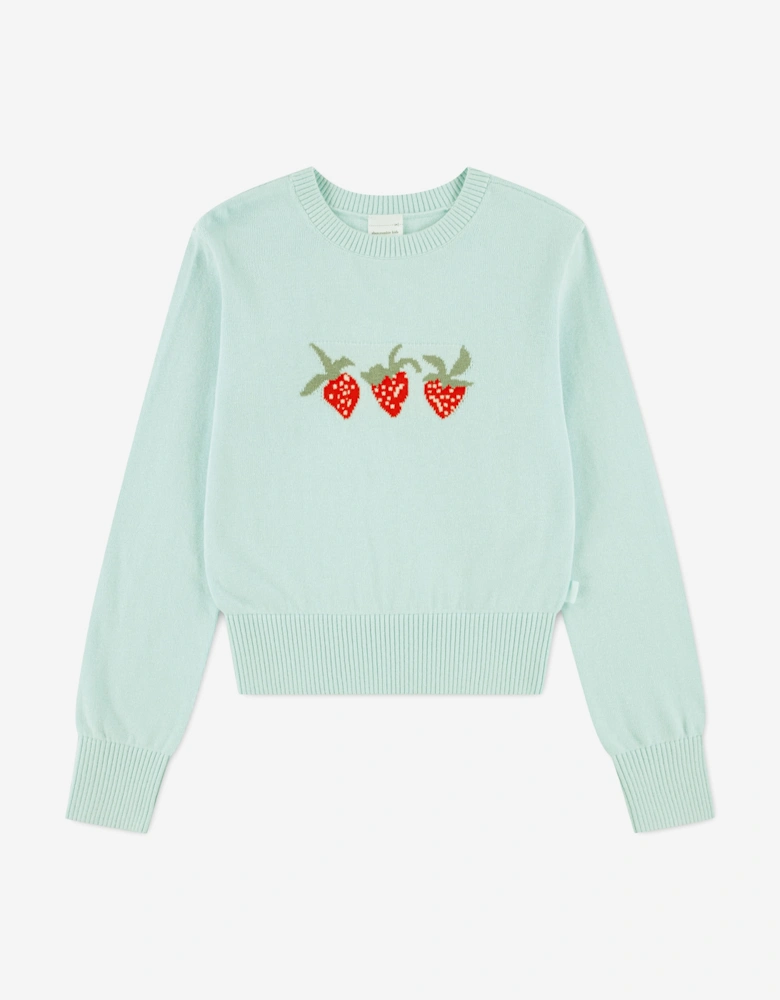 Abercrombie & Fitch Girls Intarsia Crew Sweatshirt in Blue