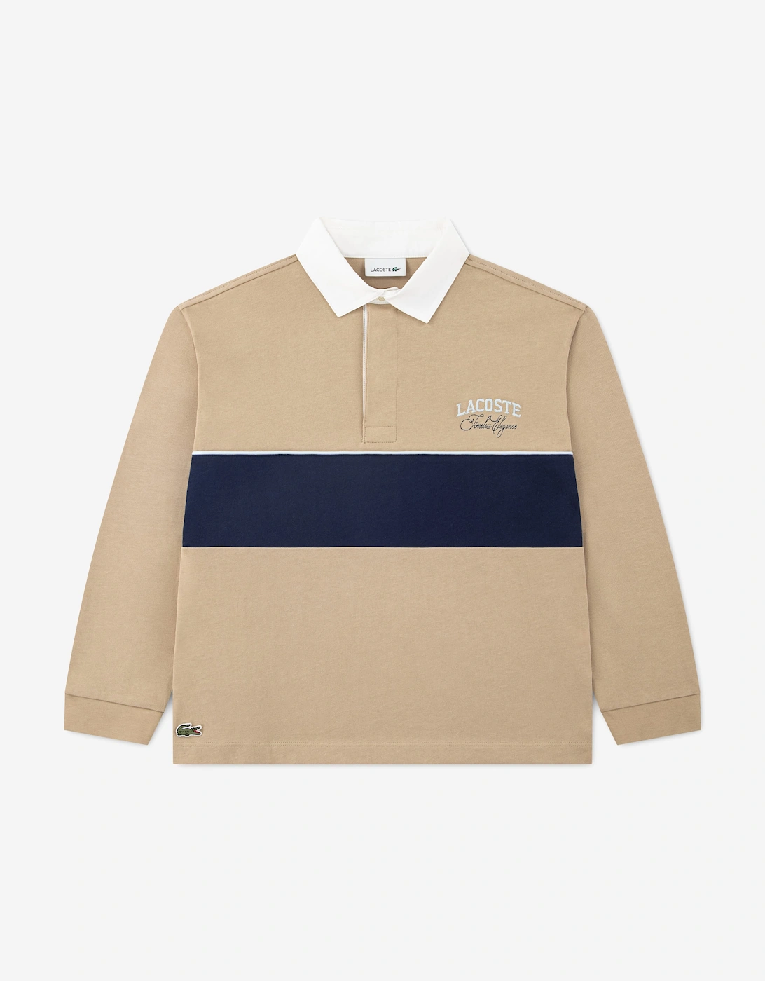Lacoste Lacoste Boys Stripe Rugby Polo Shirt in Beige - Cream