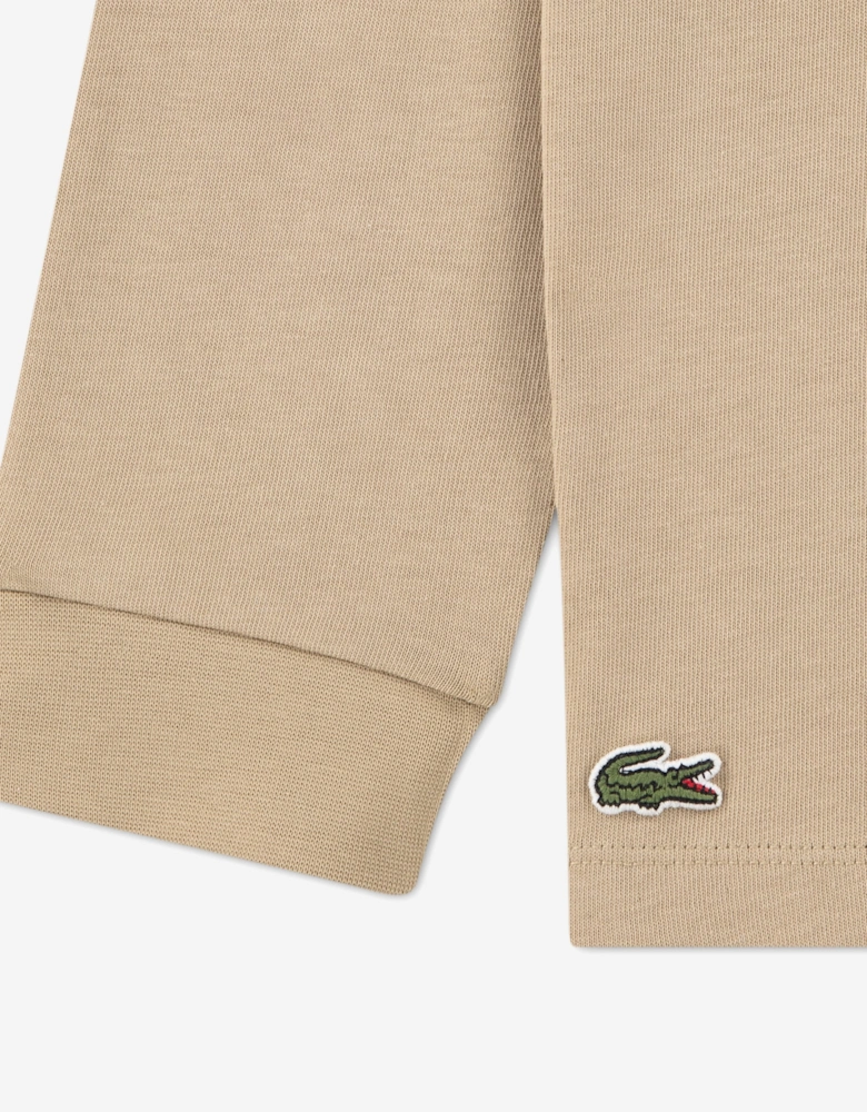 Lacoste Boys Stripe Rugby Polo Shirt in Beige
