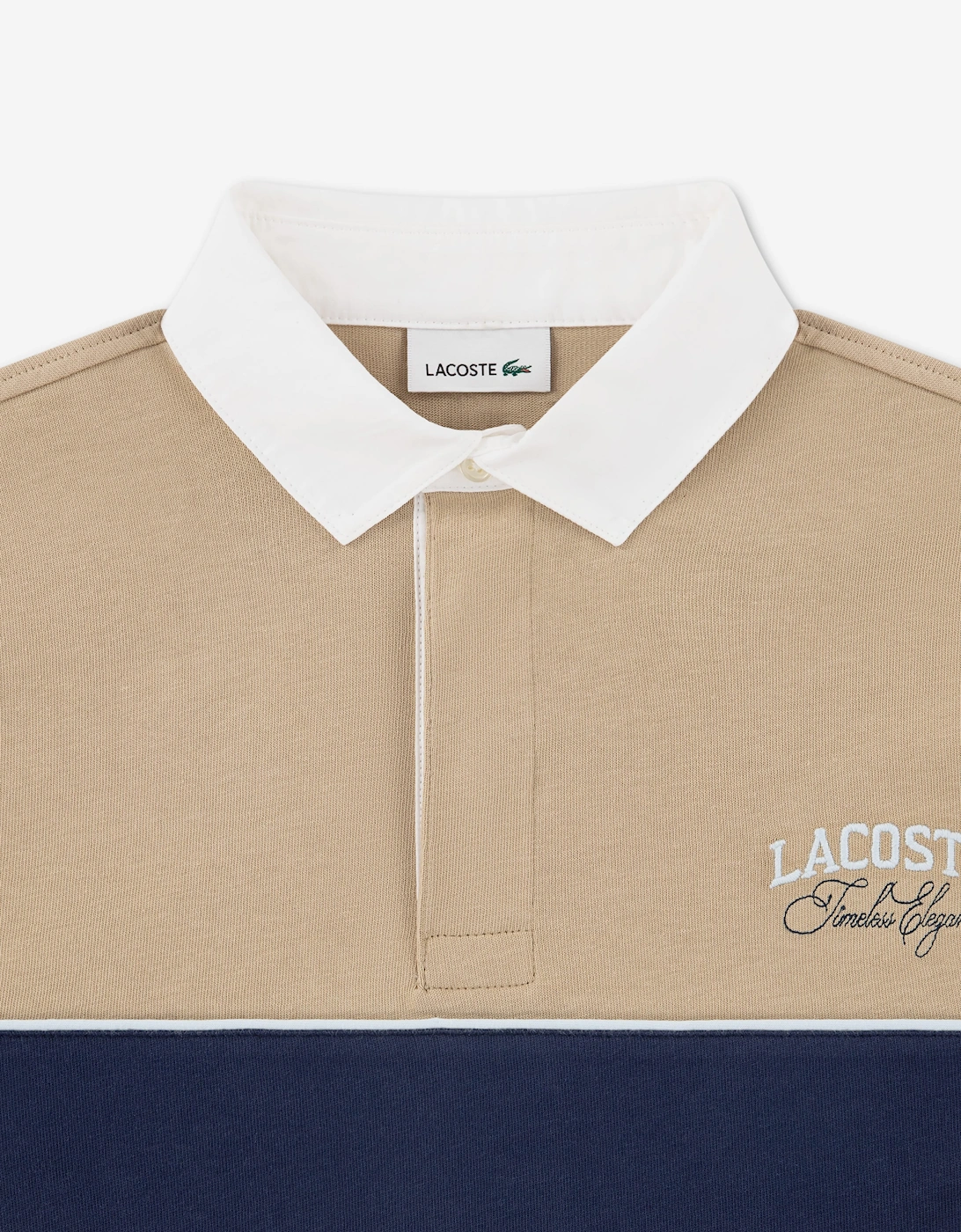 Lacoste Boys Stripe Rugby Polo Shirt in Beige