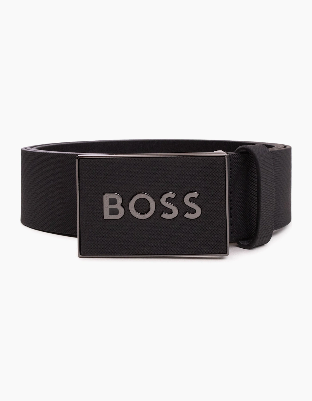 Hugo Boss Plaque-Buckle Belt in Italian Leather Black 003