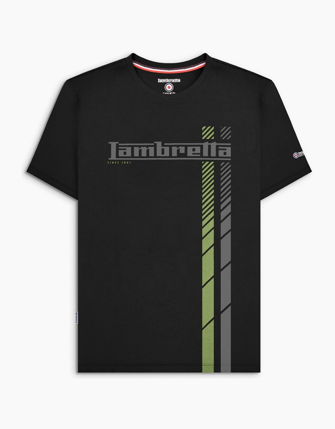 Lambretta Mens Fade Racing Stripe Short Sleeve T-Shirt