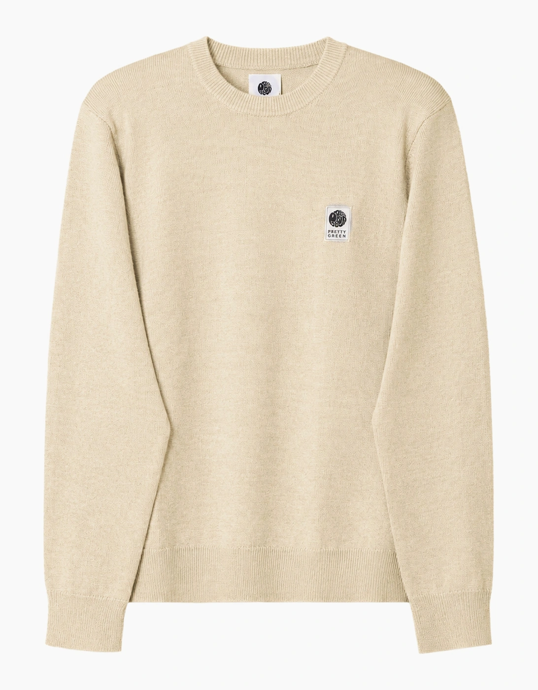 Pretty Green Men's Pretty Green Merino Blend Crew Neck Jumper STONE - Cream