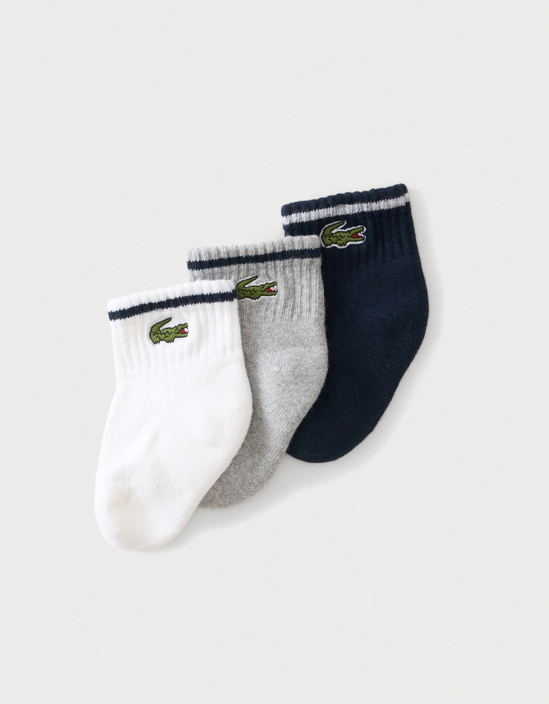 LACOSTE 3 PACK INFANT CROC ANKLE SOCKS N46584
