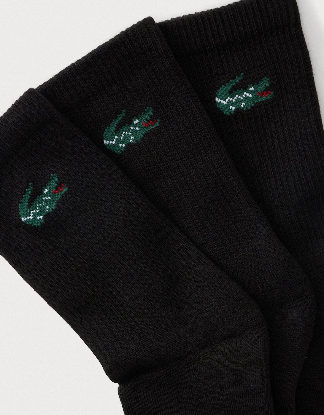 LACOSTE 3 PACK CREW SOCKS IN BLACK B46599
