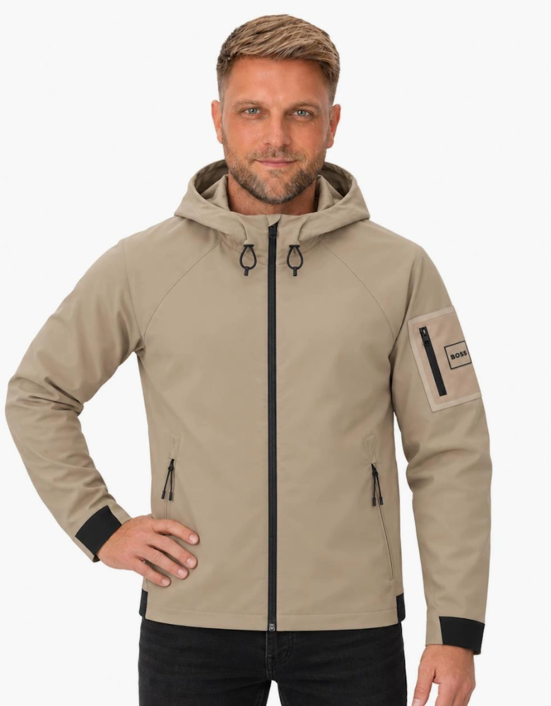 BOSS Terrace Soft Shell Jacket Light Pastel Khaki Green