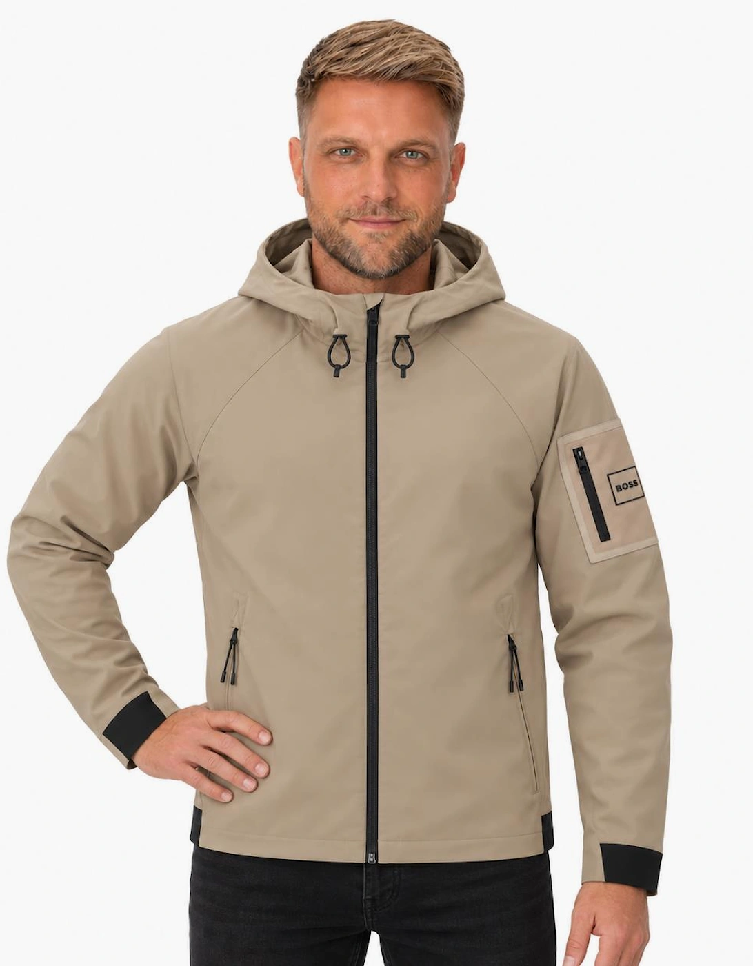 BOSS Terrace Soft Shell Jacket Light Pastel Khaki Green