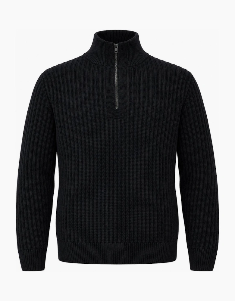 BOSS Kwinter Zip Neck Jumper Dark Navy