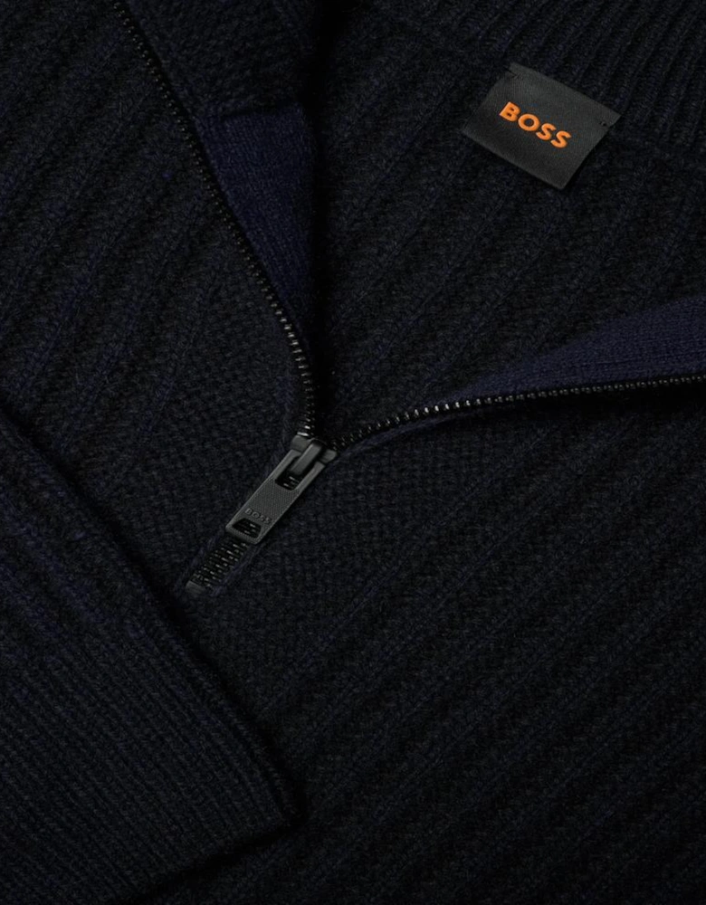 BOSS Kwinter Zip Neck Jumper Dark Navy