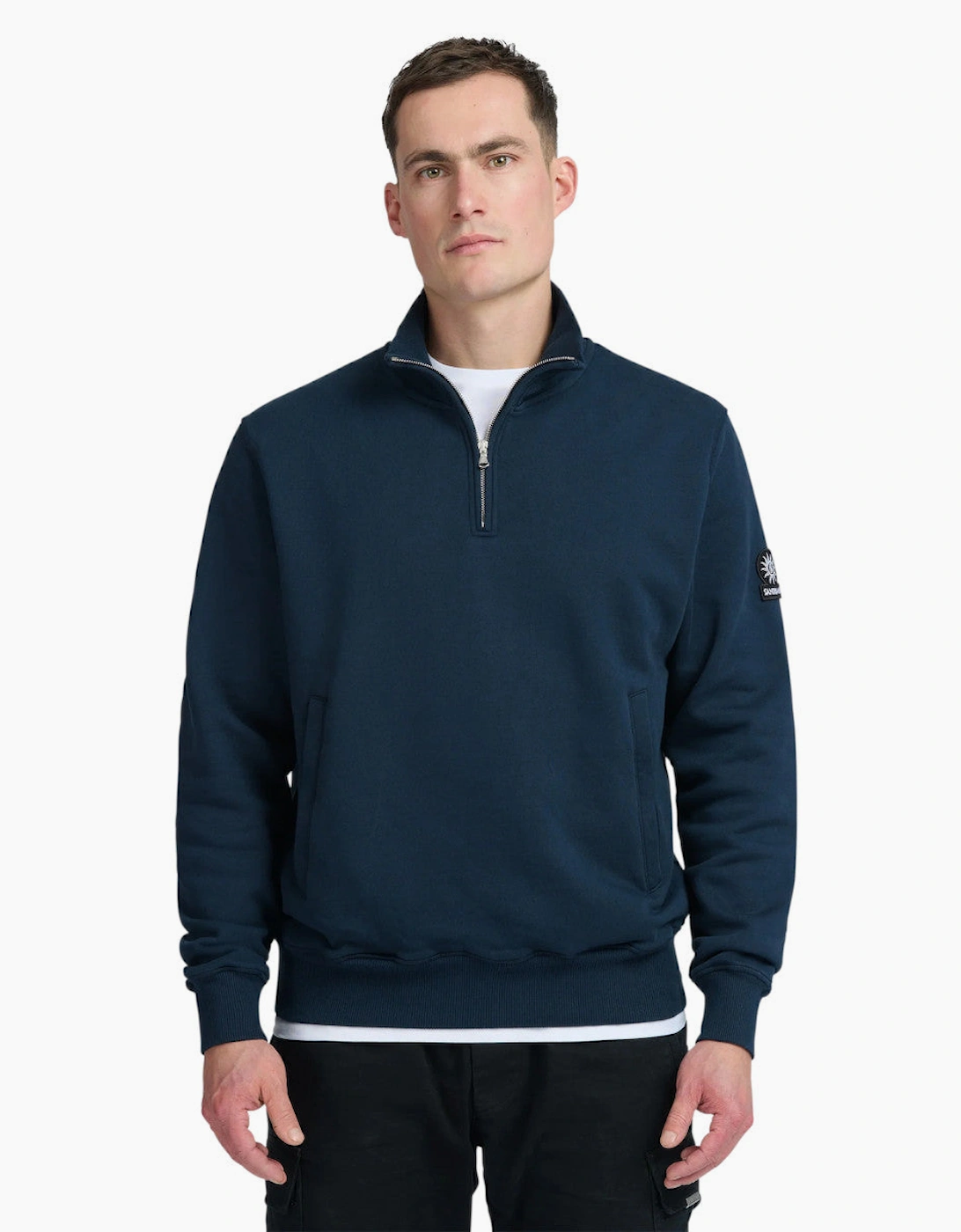 Sandbanks Quarter Zip Sweatshirt Navy
