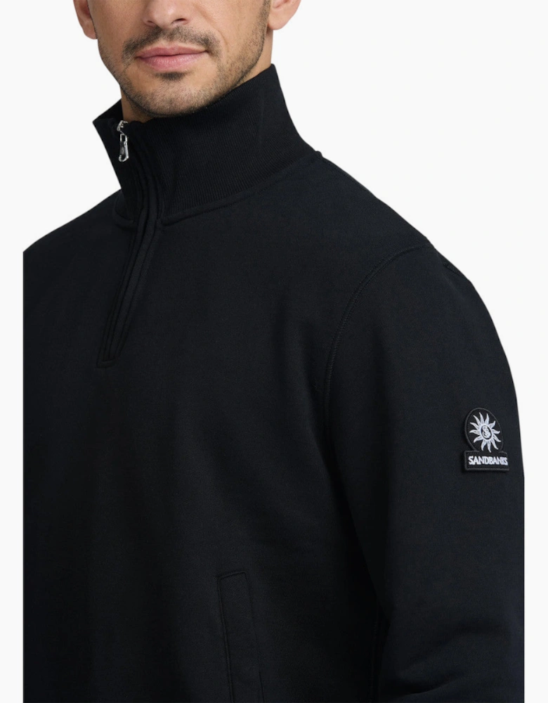 Sandbanks Quarter Zip Sweatshirt Black
