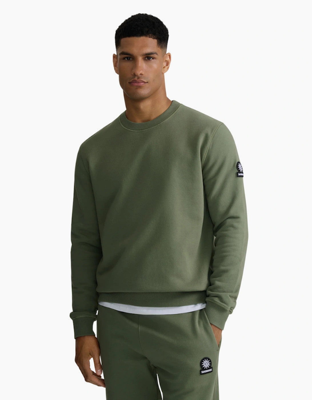Sandbanks Badge Logo Sweatshirt Olive