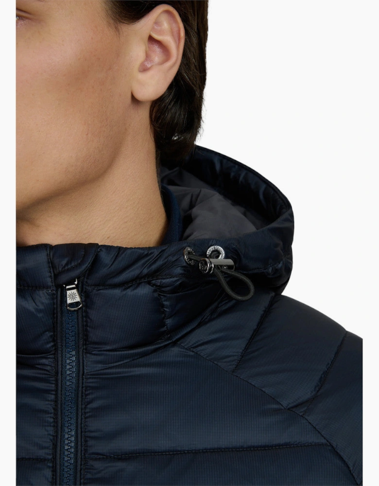 Sandbanks Raglan Hooded Micro Puffer A1-26 Navy