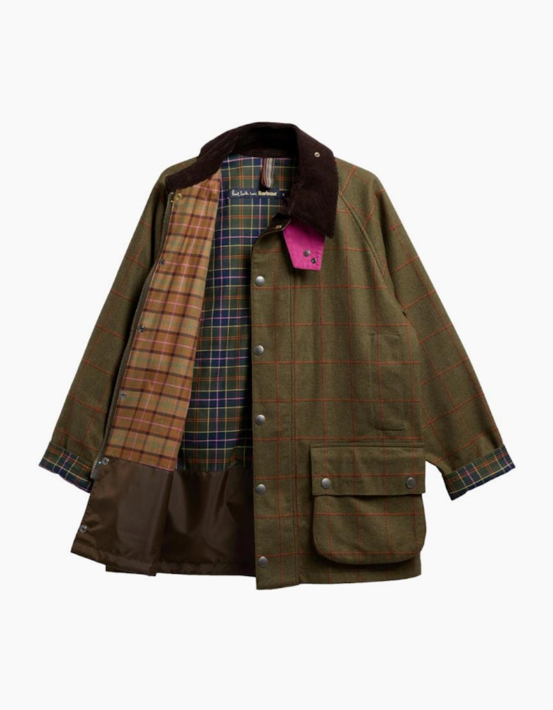 Barbour X Paul Smith Beaufort Wool Jacket OL72 Olive