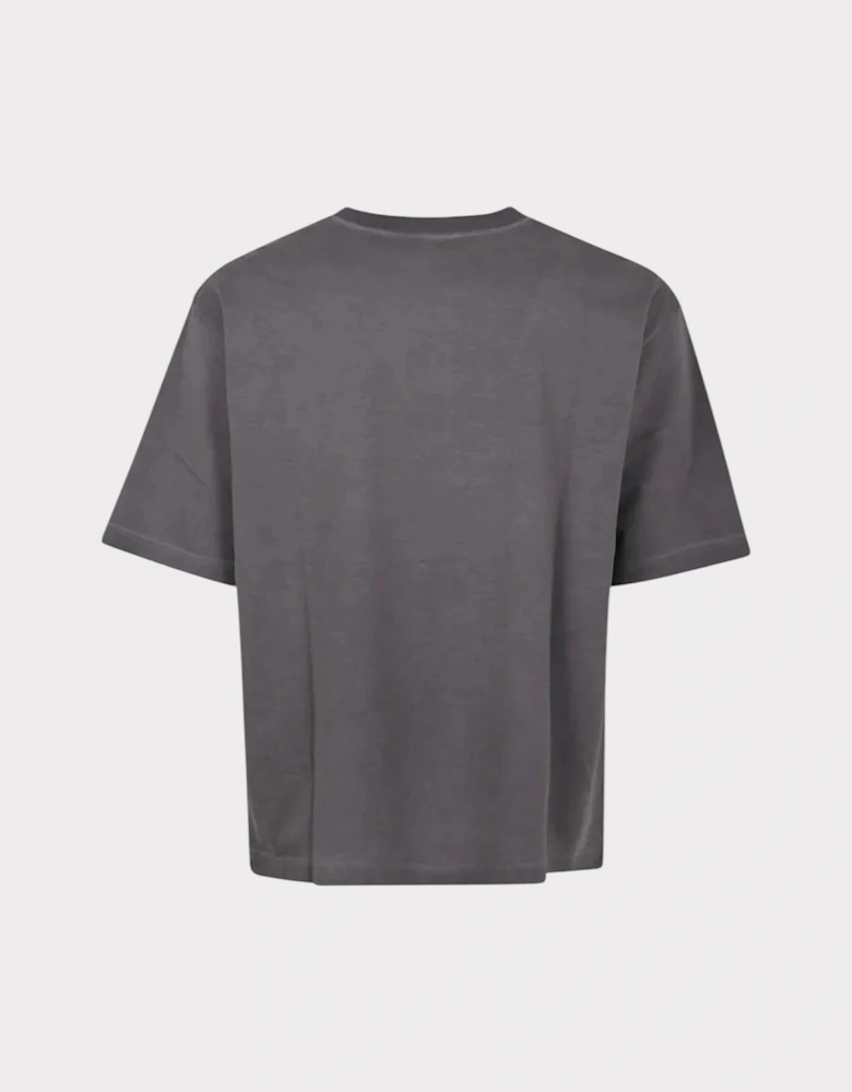 Loose Fit Fade Cartoon Logo Grey T-Shirt
