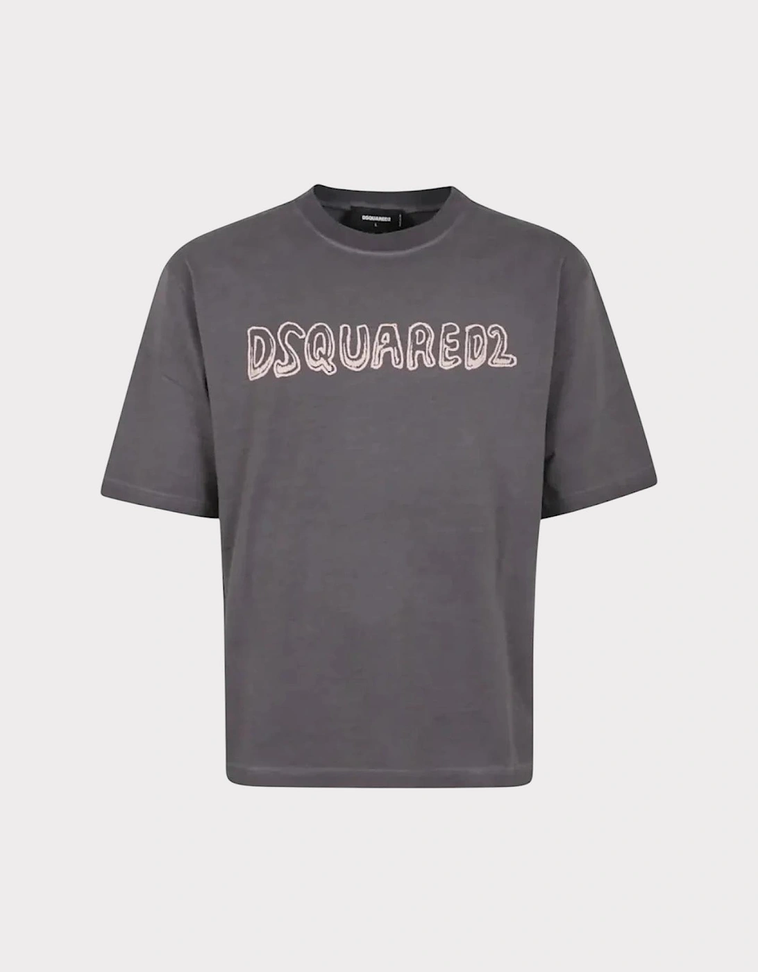 Loose Fit Fade Cartoon Logo Grey T-Shirt