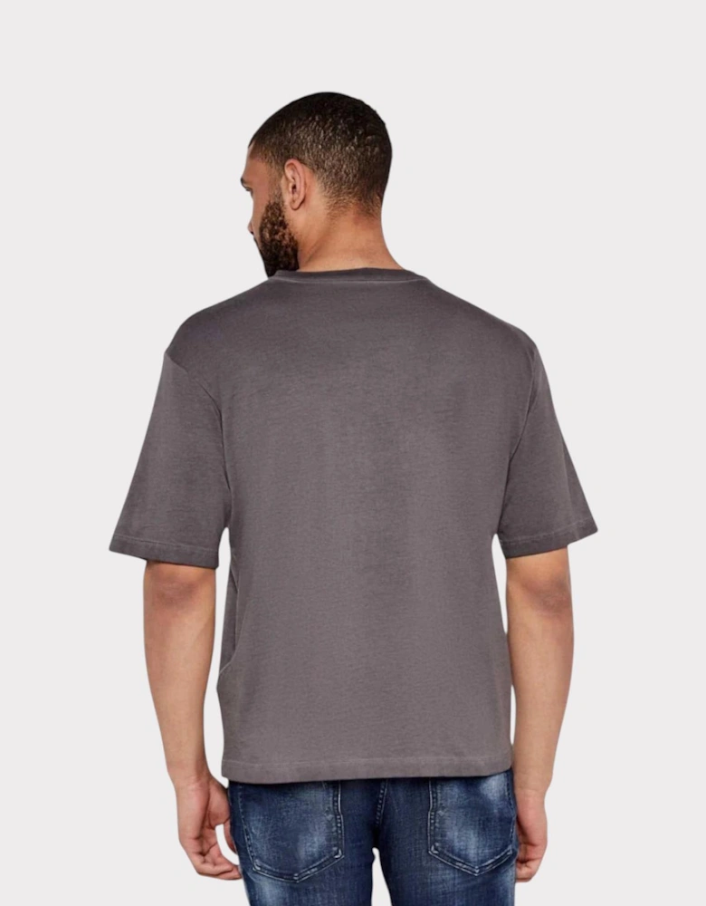 Loose Fit Fade Cartoon Logo Grey T-Shirt