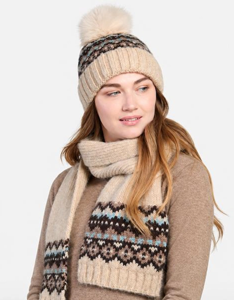 Totes Toasties FAIR ISLE SCARF & HAT SET Womens Beanie Grey