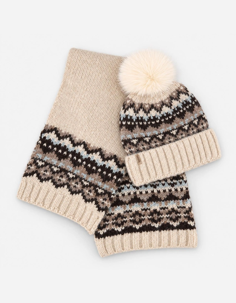 Totes Toasties FAIR ISLE SCARF & HAT SET Womens Beanie Grey