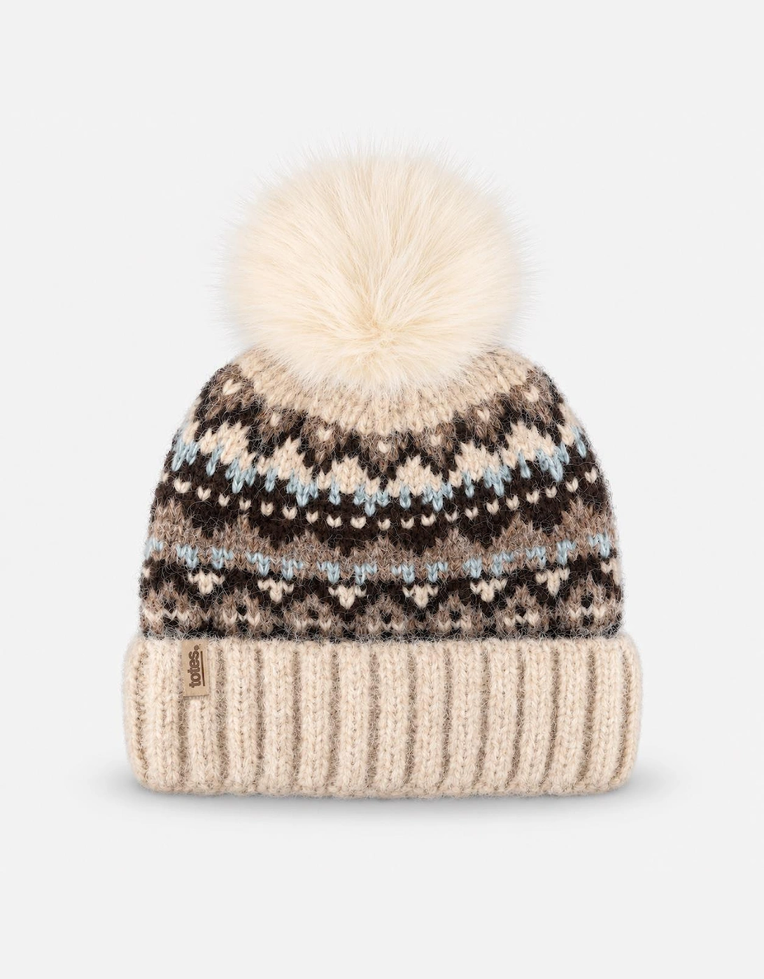 Totes Toasties FAIR ISLE SCARF & HAT SET Womens Beanie Grey