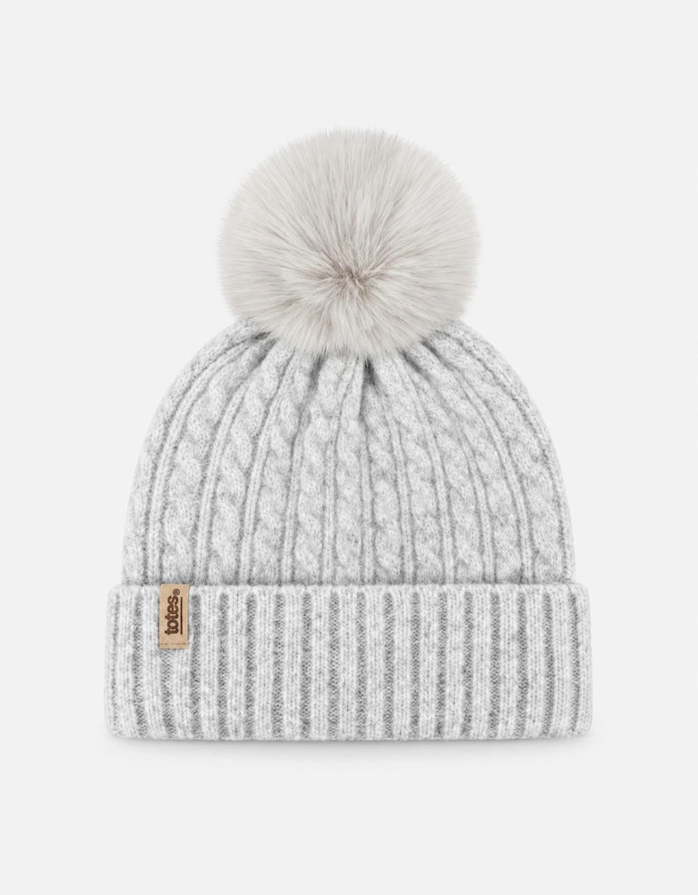 Totes Toasties KNITTED HAT SCARF & GLOVE GIFT SET Womens Beanie Grey