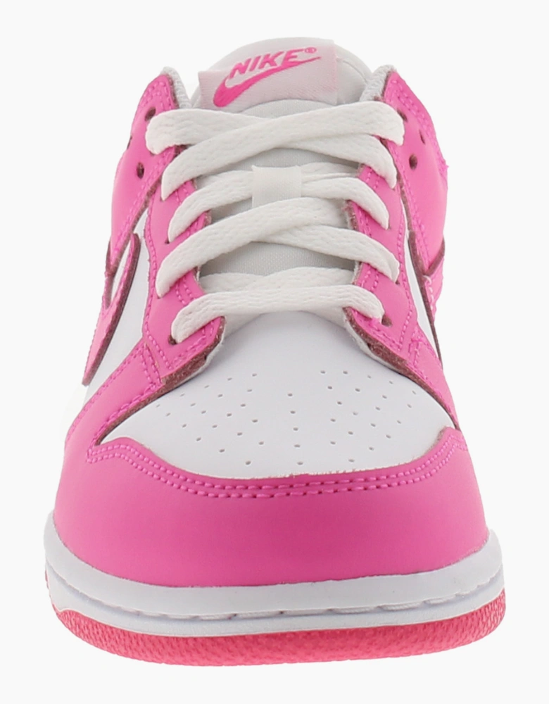 Nike Younger Girls Trainers Dunk Low Pb Lace Up white laser fuchsia UK Size
