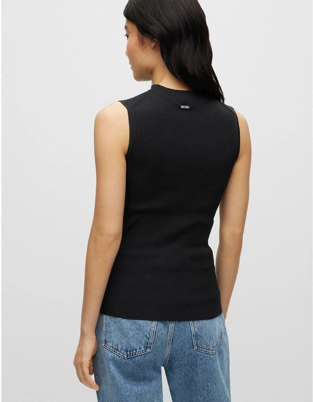 Feskies Knitted Slim Fit Mock Neckline Top
