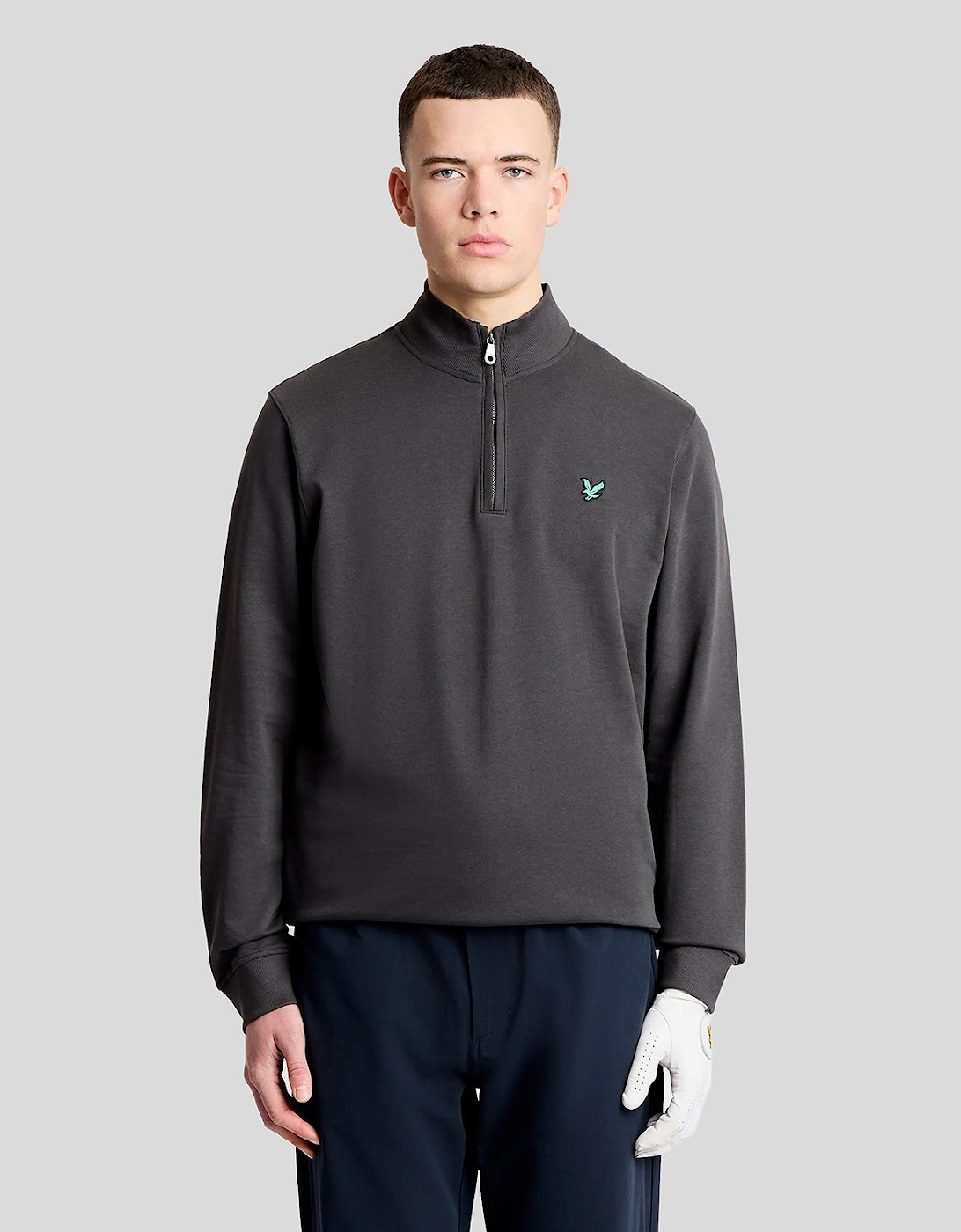 Lyle & Scott Lyle And Scott Men's Green Eagle Cotton 1/4 Zip Midlayer