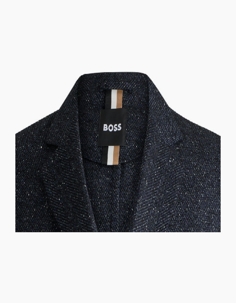 Herringbone Double Button Notch Collared Blazer