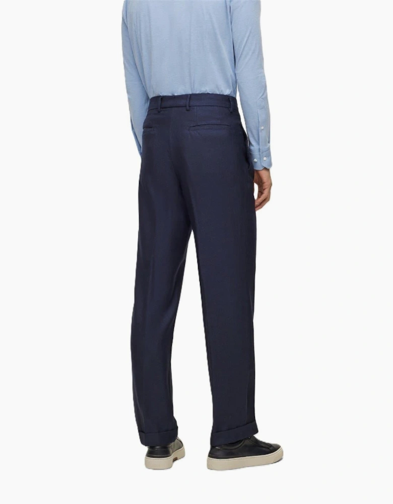 Port Pleat Solid Patterned Cuffed Trousers