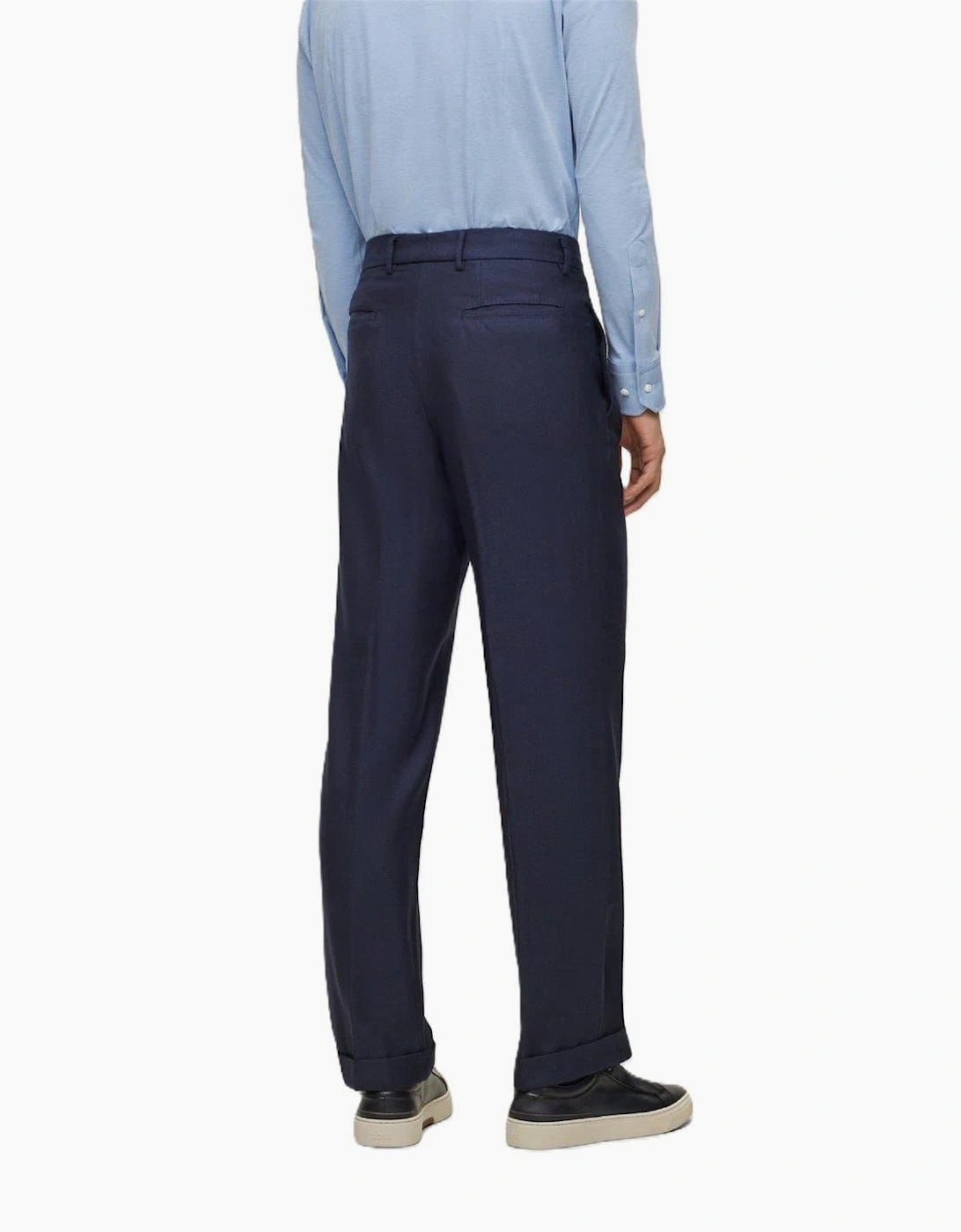 Port Pleat Solid Patterned Cuffed Trousers