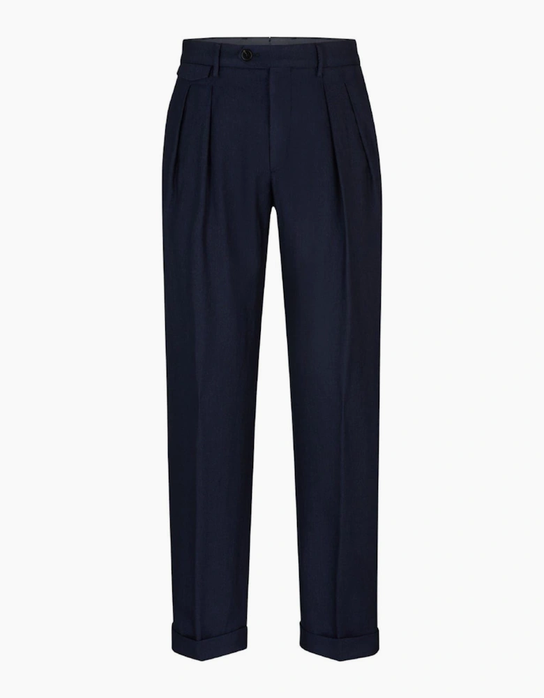Port Pleat Solid Patterned Cuffed Trousers