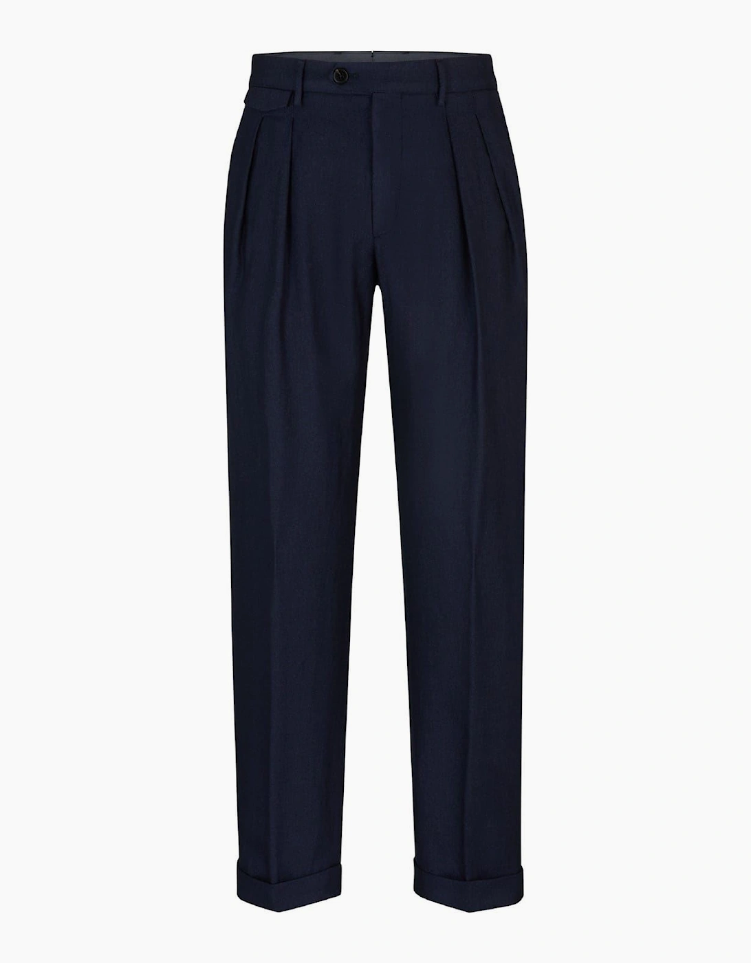 Port Pleat Solid Patterned Cuffed Trousers