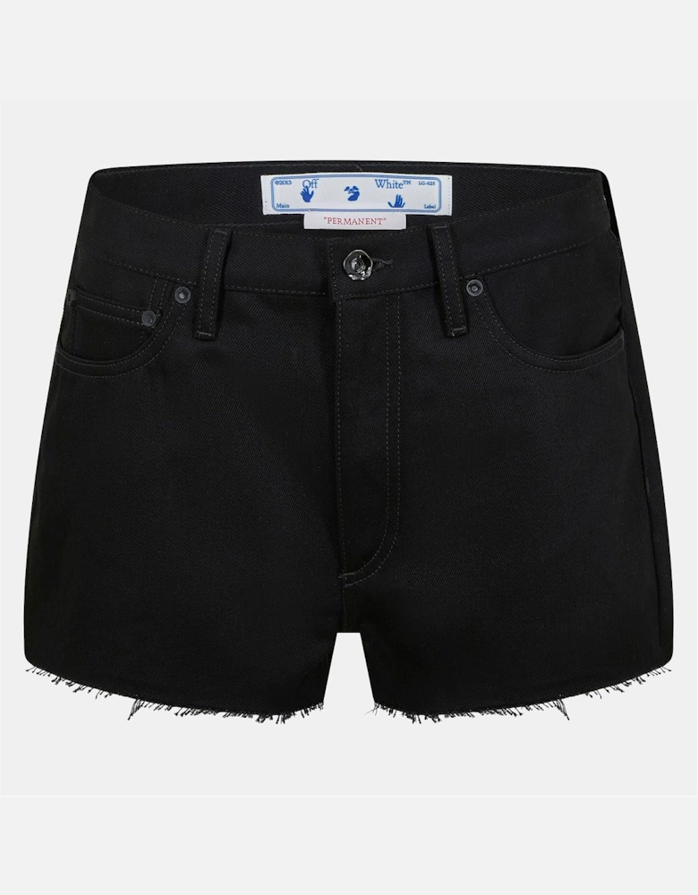 Denim Bermuda Shorts with Frayed Hem