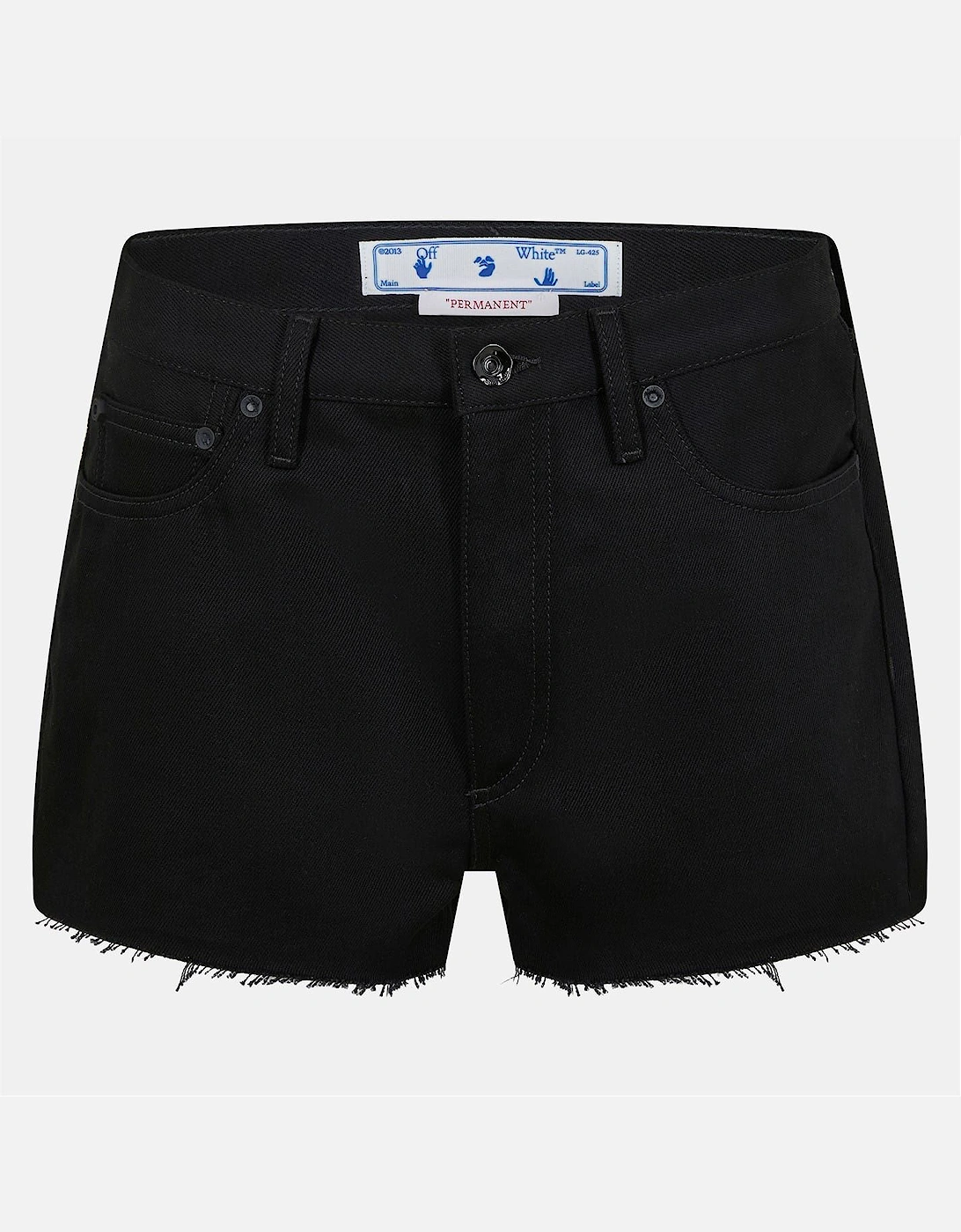 Denim Bermuda Shorts with Frayed Hem