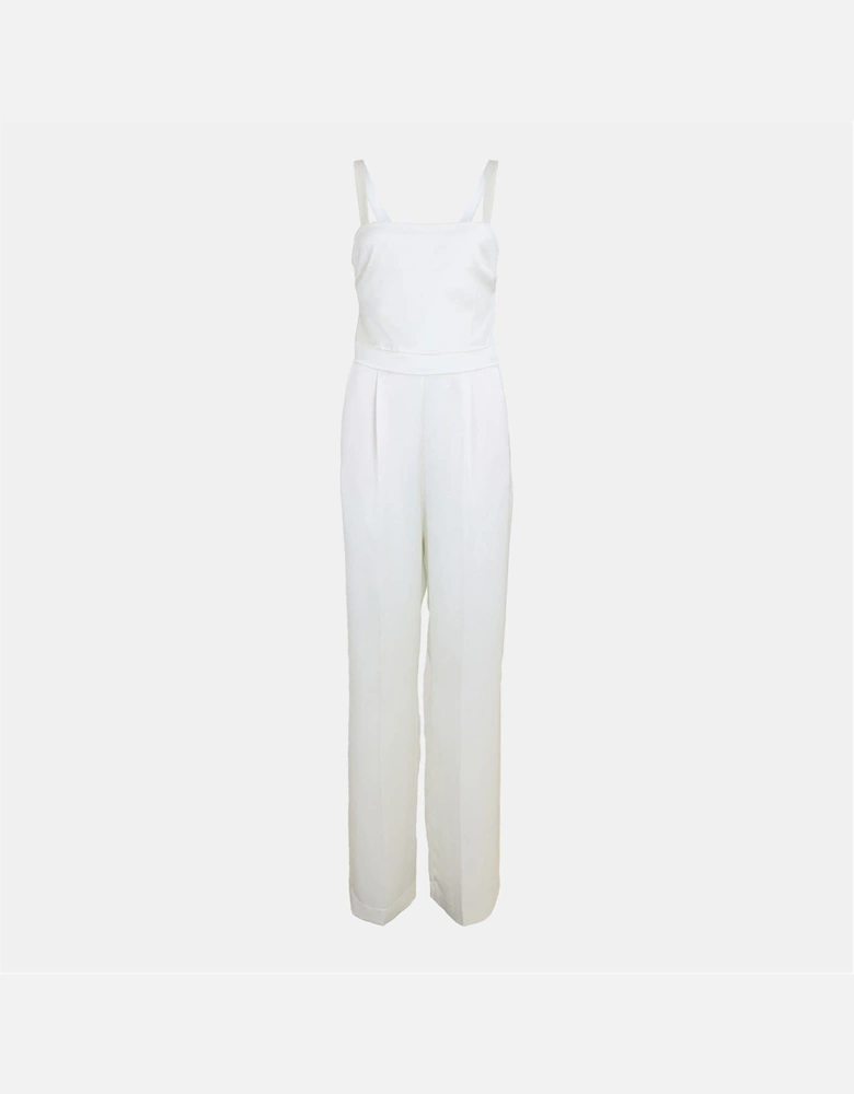 Square Neck Solid Patterned Sleeveless Jumpsuit