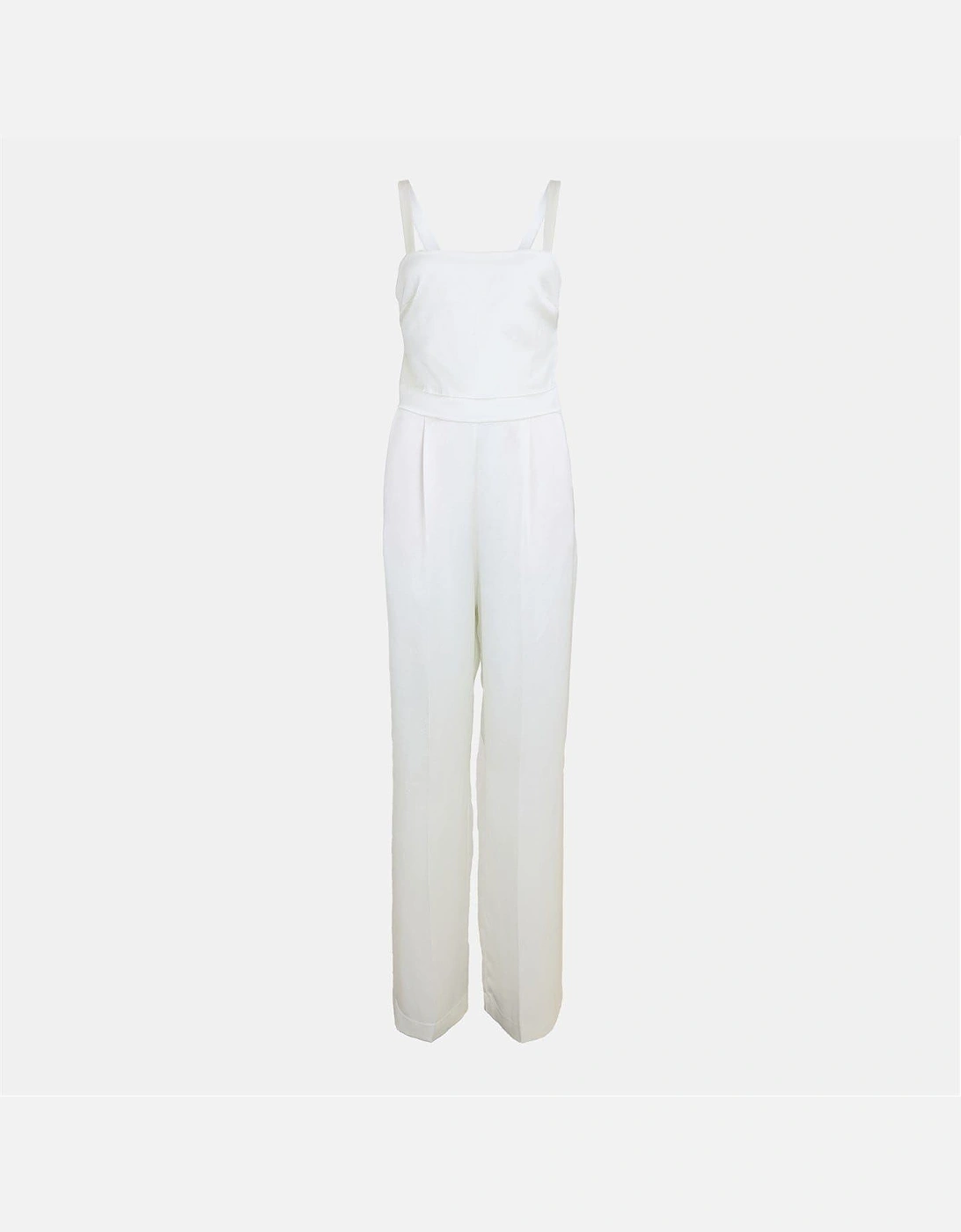 Square Neck Solid Patterned Sleeveless Jumpsuit