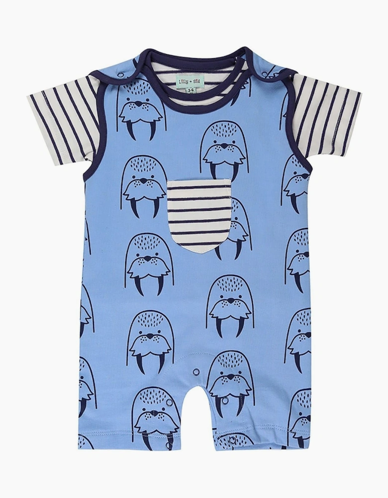 Crew Neck Short Sleeve Animal Patterned Dungaree Set