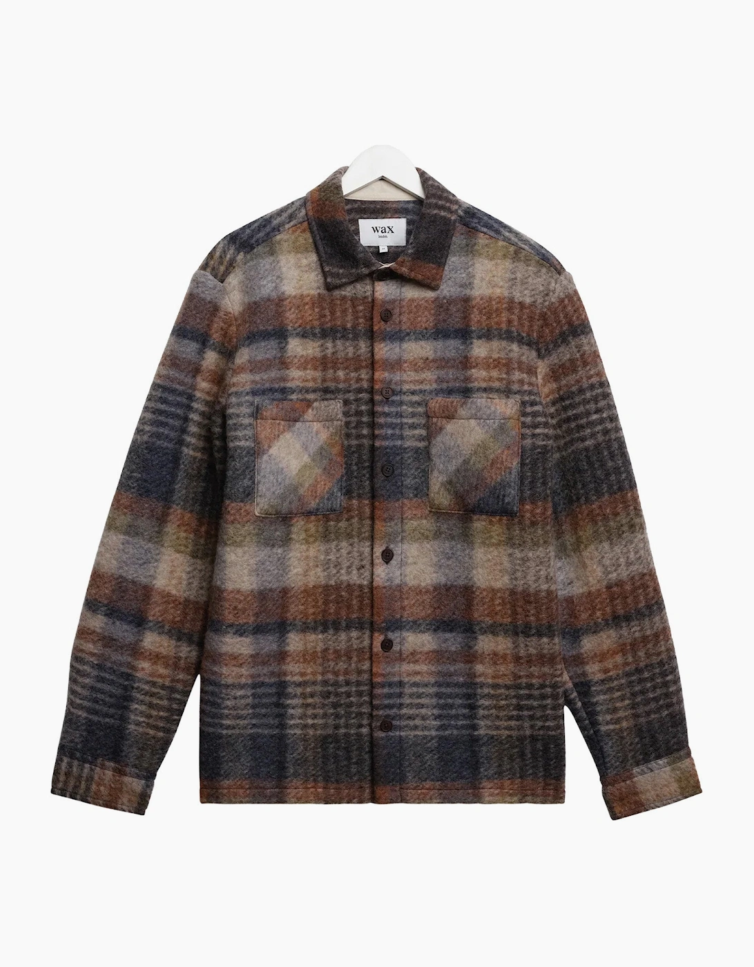 Wax London Wax London Whiting Ari Wool Blend Check Overshirt - Brown