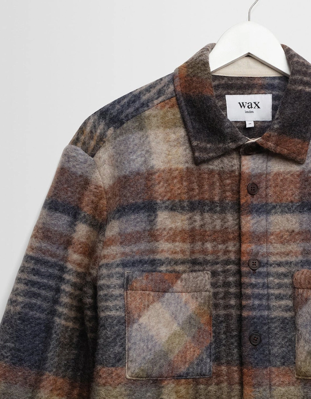 Wax London Whiting Ari Wool Blend Check Overshirt