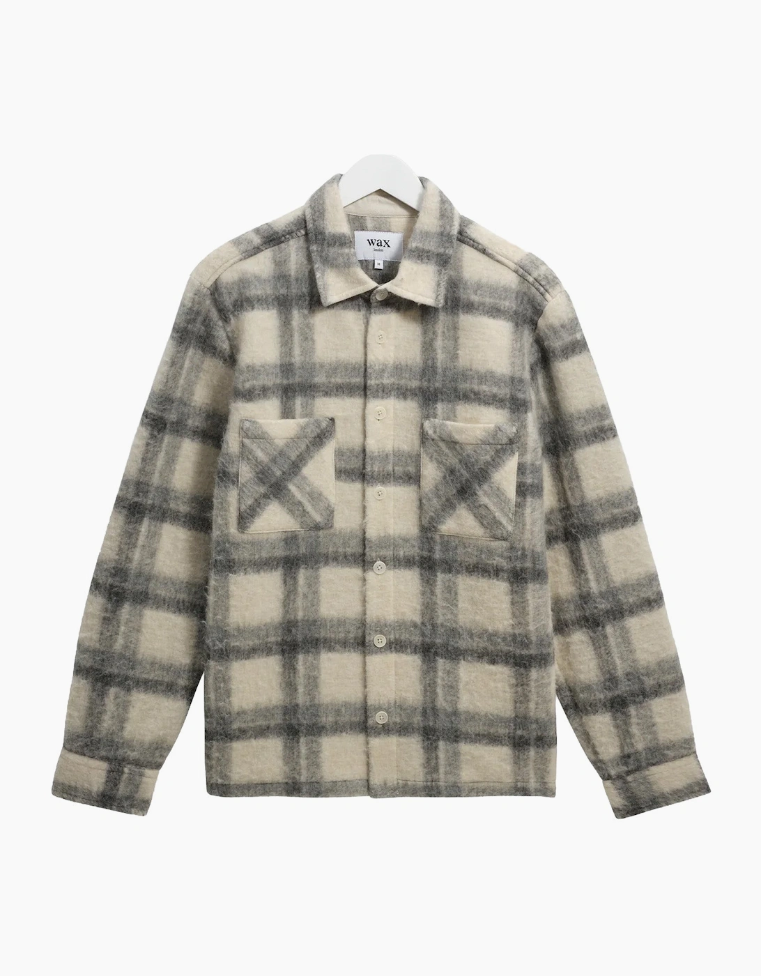 Wax London Wax London Whiting Ash Wool Blend Check Overshirt - Ecru Grey