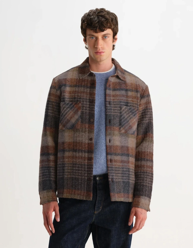 Wax London Whiting Ari Wool Blend Check Overshirt