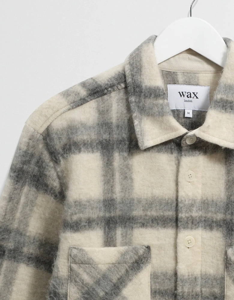 Wax London Whiting Ash Wool Blend Check Overshirt